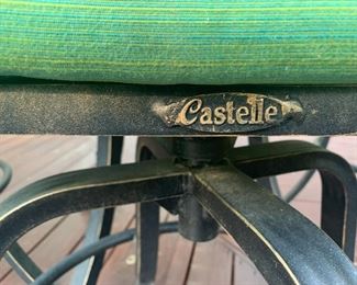 Castelle table top patio set with custom upholstery.