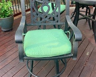 Castelle table top patio set with custom upholstery.