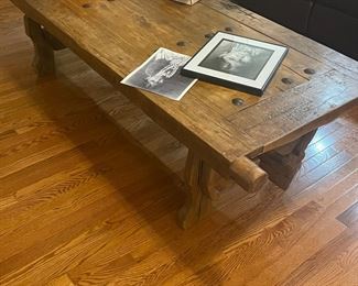 Coffee table table made from a very old Mexican door and 2 oxen yolk 