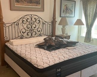 Like new king sealy Matress set & king bed frame 