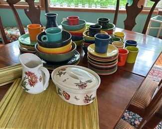 Fiesta ware & a great dining table and chairs