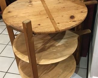 triple layer stand with pizza  peels