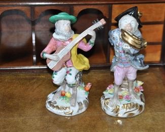 Two More of the Large Monkey Orchestra Porcelain Meissen Style Figurines Available, 9"