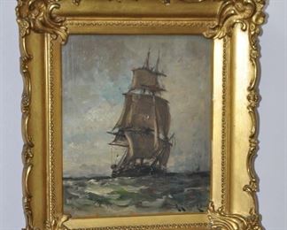 Antique Petite Unsigned Oil on Board 9.5" x 10,75"