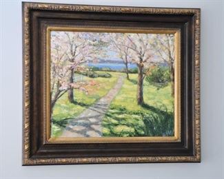 Carved Frame and Matted Oil on Canvas, Artist Signed, "Valerie"  33" x 29"