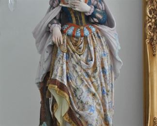 One in the Pair of Monumental French Bisque Renaissance Figures.  27"