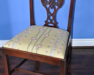 Close-up of one of the Four Baker Historic Charleston Dining Side Chairs