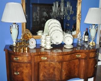 Baker Furniture Co., Collector's Edition, Stunning Mahogany Serpentine Sideboard, W72" x H40" x D25"