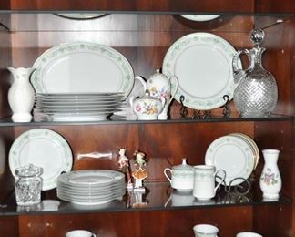 One of the two Complete Sets of Noritake, "Spring Meadow" Five Piece Place Setting for 8, Including a Serving Platter,  a Vegetable Bowl and a Sugar and Creamer Available 