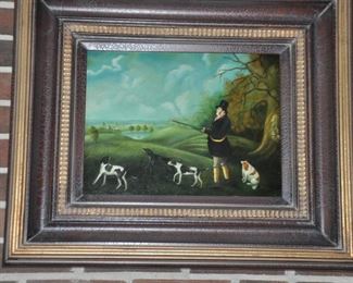 A. Sweands, Signed Oil on Board "Hunting Scene"  26" x 23"