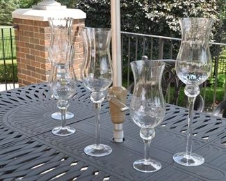 Set of 5 Glass Hurricane Candle Holders