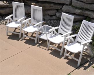 High Back Outdoor Arm Chairs by Kettler Caribic.  Three Pairs Available.  Also Available are a Pair of Six-Position Outdoor Arm Chairs also by Kettler Caribic. 