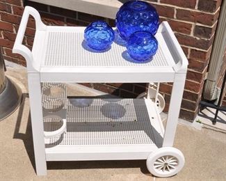 White Outdoor Tea Cart, W28" x H28" x D18"