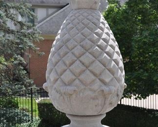 Pair of Decorative Cement Pineapple Finials, H31” with 11.5” Base