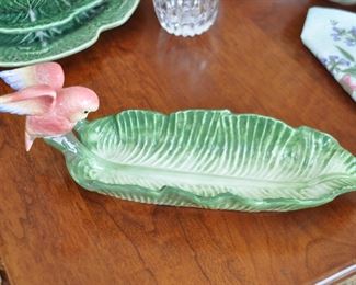 Wonderful Fitz and Floyd 14" Leaf Bowl  with Parrot. (2 available)