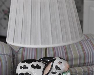  Anne Vosseller Whimsical Ceramic Black and White 22" Bunny Lamp