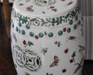 Ceramic Asian Style Butterfly Garden Stool, W22" by H18"