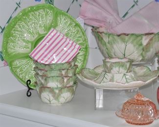 Additional Pieces of the Wonderful Pottery Barn Ceramic "Cabbage" Serving Pieces Available Include Two Sets of 4 Salad Bowls, a Large Serving Bowl and a Wonderful Chip and Dip Serving Piece