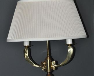 Two-Arm, 23" Scroll Brass Lamp with 2-way Lighting