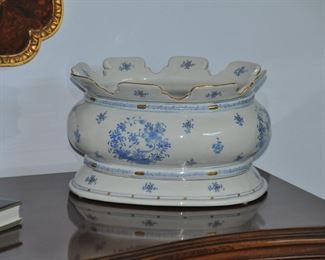 Chinese Export Monteith Reproduction Bowl Blue and White Porcelain Bowl, 25"w x 7.5"h x 10"d