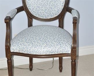 Another Pair of P.A.M.A. Furniture Company, High Point, NC, Louis XVI Style Arm Chairs with Waverly Upholstery.  Sold as a Pair.