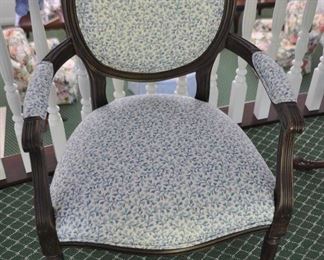 P.A.M.A. Furniture Company, High Point, NC, Louis XVI Style Arm Chair with Waverly Upholstery.  Sold as a Pair.