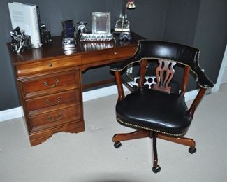 Desk Corner with Lexington Desk and an Executive Black Leather Chair from Century Chair Co.