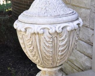 Vintage Giannini Large Cast Stone Garden Finial with Lid.  H37” x W20” 
