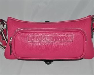 Authentic Burberry Pink Pebbled Leather Envelope Shoulder Bag