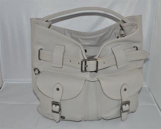 Authentic Large Burberry Light Grey Leather Compton Shoulder Bag