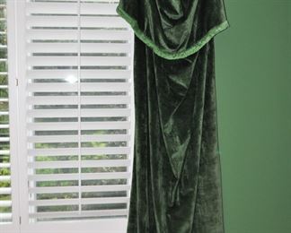 Pair of Custom-Made Scalalmandre Green Velvet Panels, W48" x L99" with 22" Valances