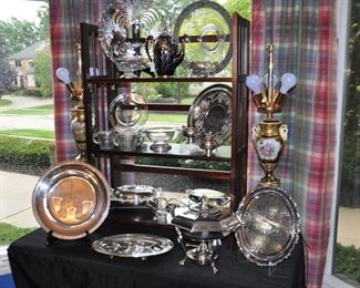 Wonderful Collection of Silver-plate Serving Pieces, Vintage Glassware with Silver Overlay Serving Pieces and Much More!