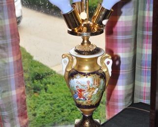 Rare Gorgeous Pair of Vintage Porcelain LaBarge 28" Table Lamps Available