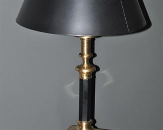 Vintage Traditional Black and Brass Candlestick Table Lamp with Black Shade (Shade as is)