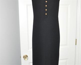 Gorgeous Vintage St.John Black Santana Sleeveless Gown with Signature Buttons, Size 2