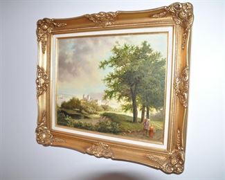 Artist Signed, Guinther, German (b.1947) Framed and Matted Oil on Canvas, 25.5" x 23"