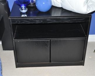 Shorewood Collection, Black TV/VCR Cart with Open Shelf and Cabinet for Storage.  W29.5" x H24" x D16"