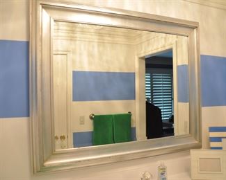 Antiqued Silver Wood Frame with Bevel Mirror 49" x 40"