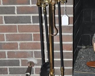 Five Piece Brass Fireplace Tool Set