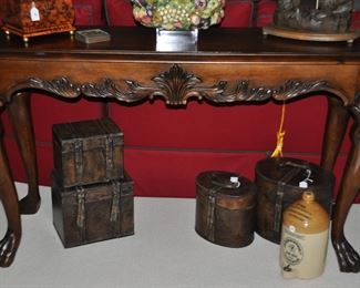 Close up View of the Beautiful Carved Mahogany Library Table, W57" x H35" x D23"