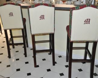 Monogram "M" on the Back Side of the Fabulous Bar Stools