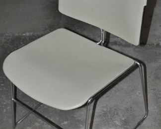 Fabulous Steelcase Stack-able White and Chrome Chair, 2 Available