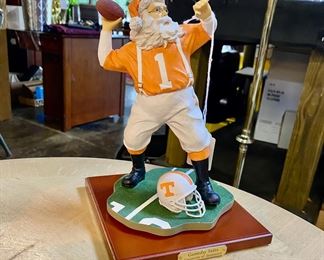 c.1998, Gameday Santa, 8" Tennessee Vols Collegiate Collectible on Wooden Base
