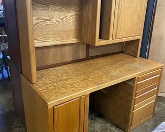 2-Piece Solid Oak Desk 