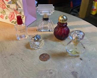 5 Miniature Glass Perfume Bottles