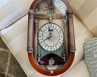 Small World Rhythm Pendulum Wall Clock, 6 Melody, (one of the rarest models) Ornate Double Pillars with Cherub Design, 22" X 12"