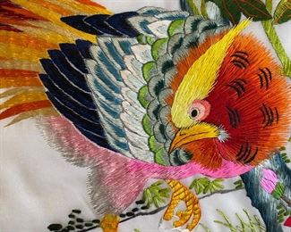 Closer view of the detailed Hand Sewn Needlework 