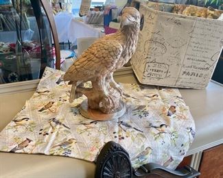 Vintage COMANCHE POTTERY - TX, Ron Allen, 13" Swirled Clay Eagle on Etched Base 