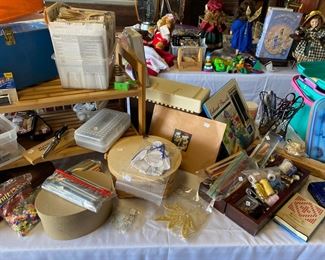 Wooden Craft Boxes, Beads, Colored Pencils, Markers, Crayons, Stencils...