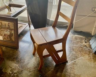 Solid Oak Vintage Chair that turns into a sturdy step ladder